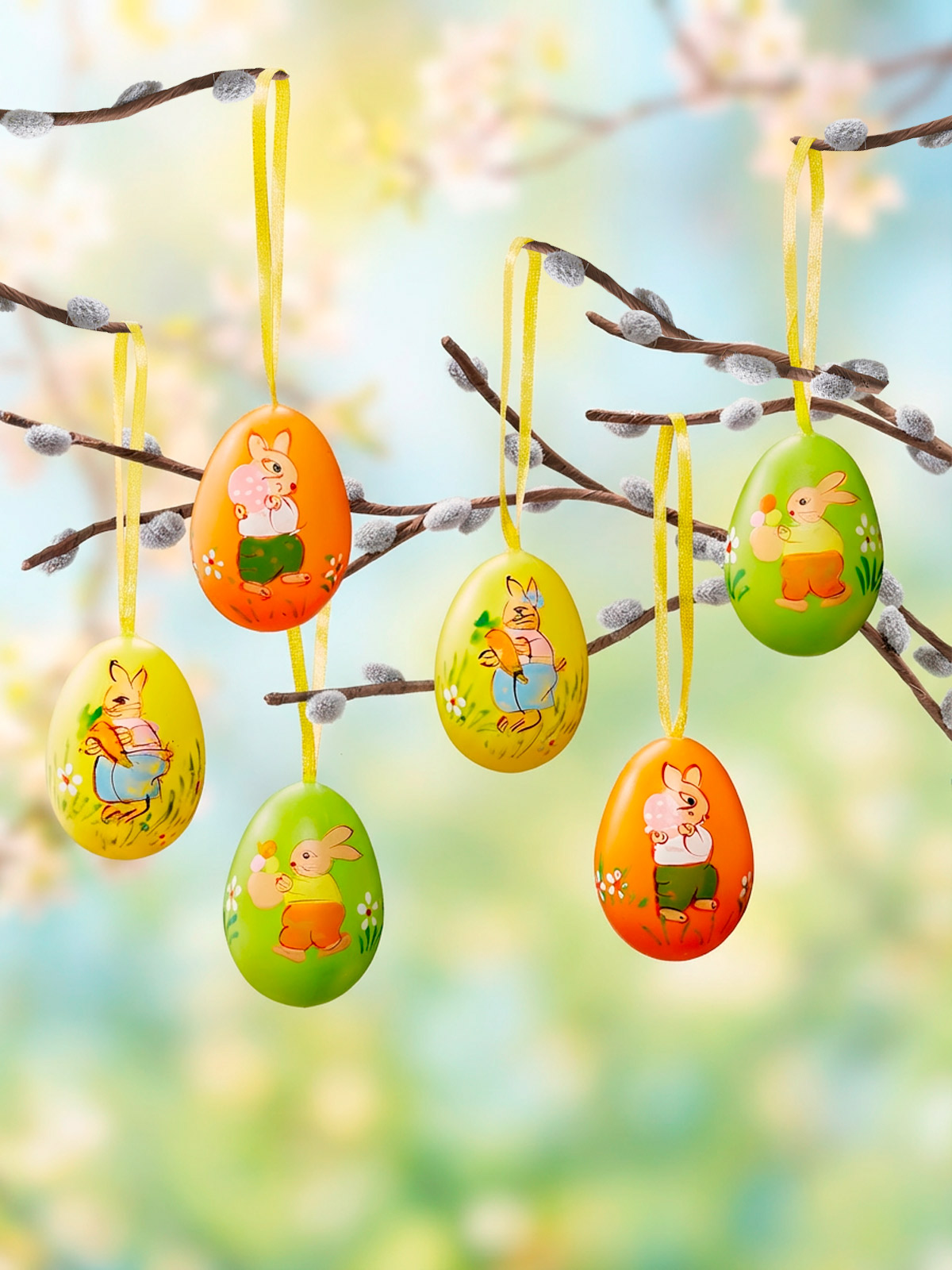 Hänge-Ostereier „Hasenbande“, 6 Stück