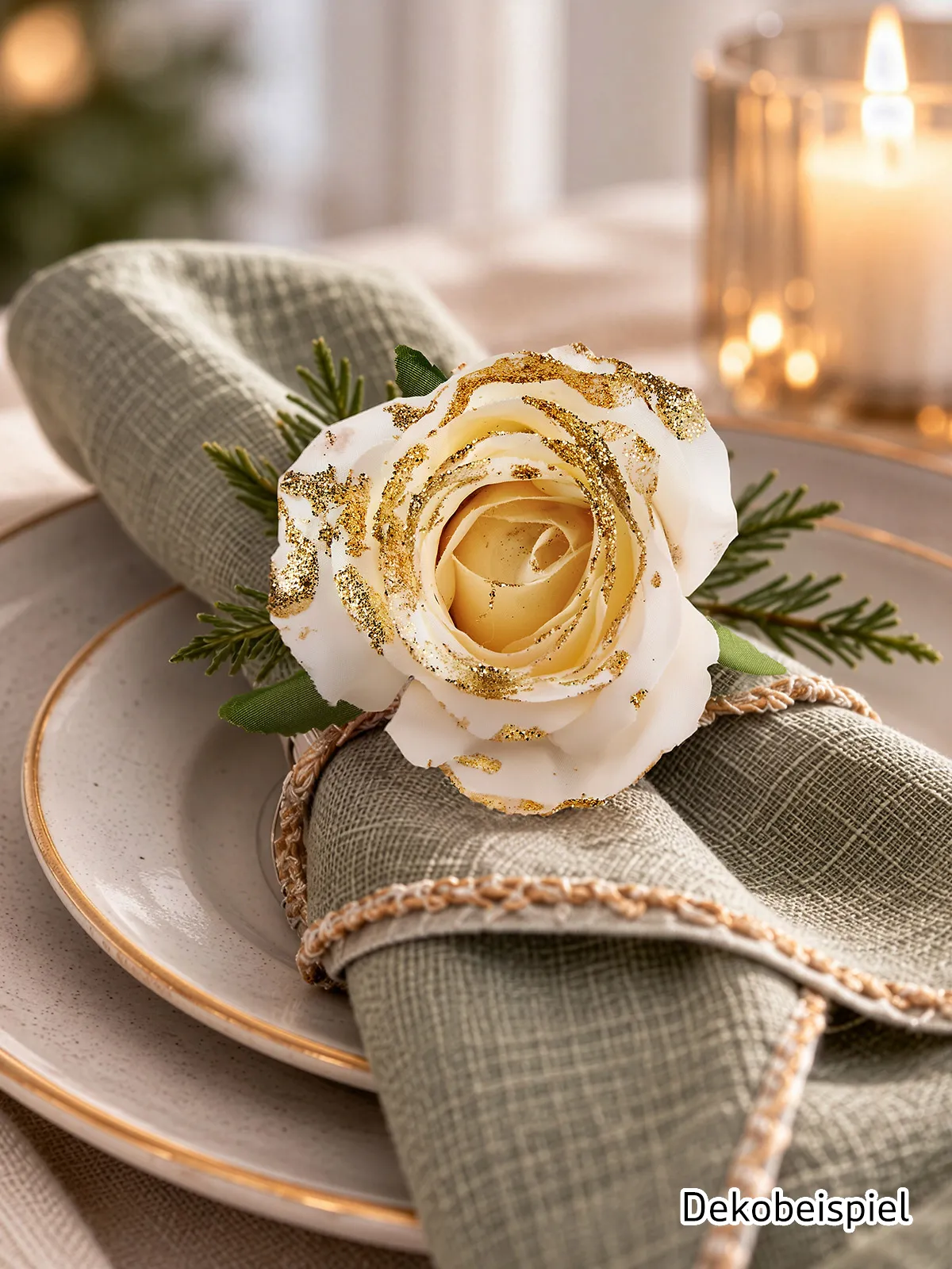 Rose mit Clip, creme
