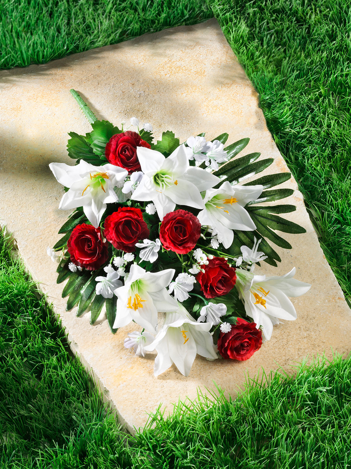 Grabaufleger „Rosen und Lilien“