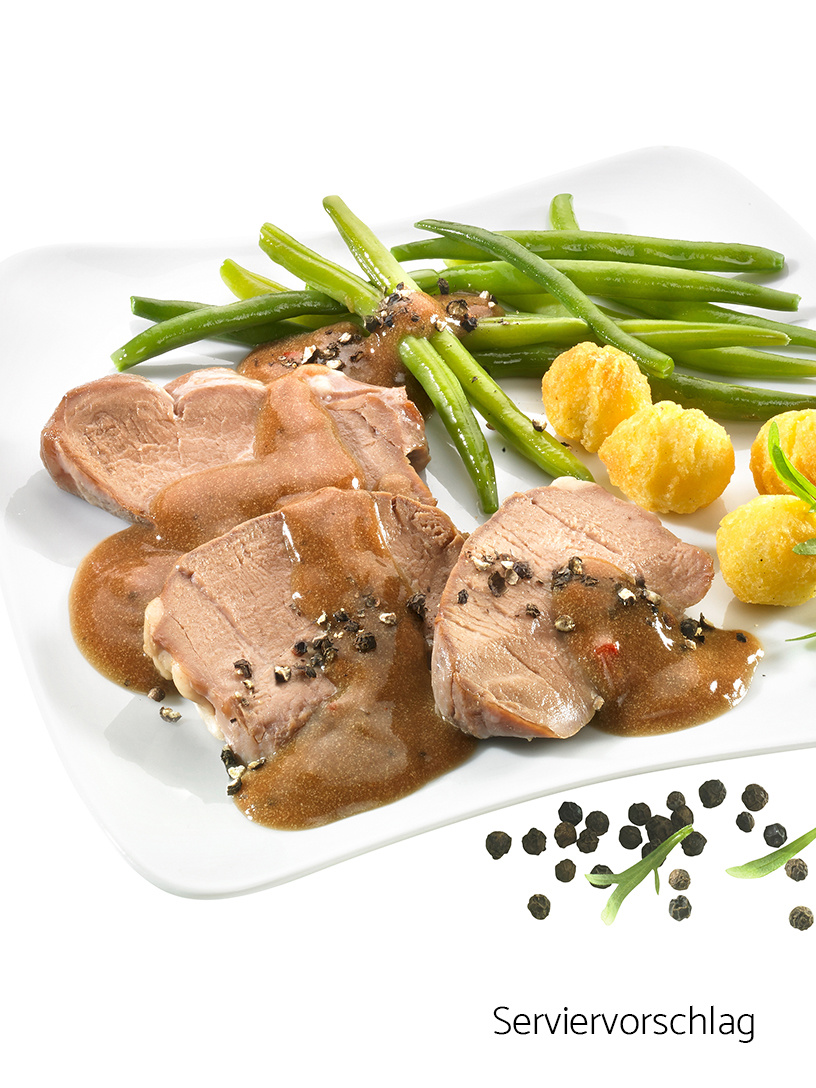 Schweinefilet, "Pfeffer-Rahm-Soße"