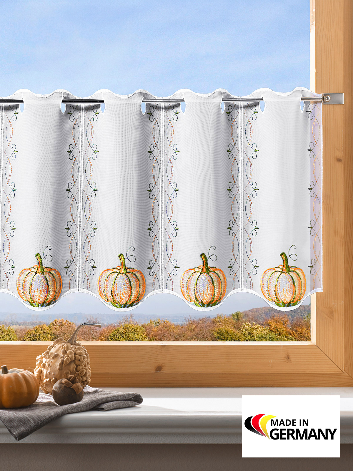 Kleinfenstergardine „Kürbis“ Kleinfenstergardine „Kürbis“