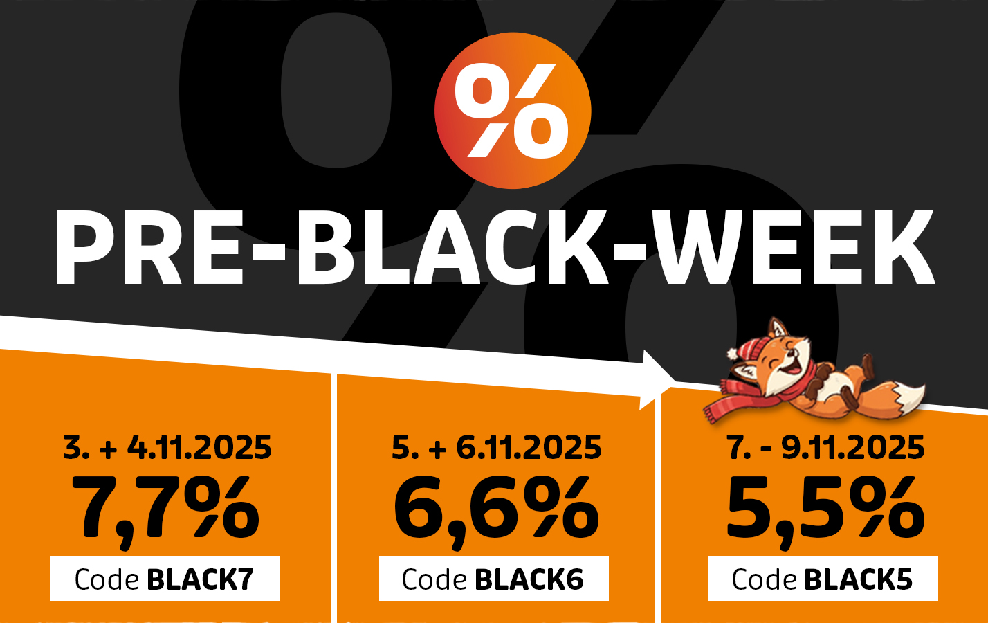 Pre-Black-Week mit gestaffelten Rabatten und Aktionscodes im November