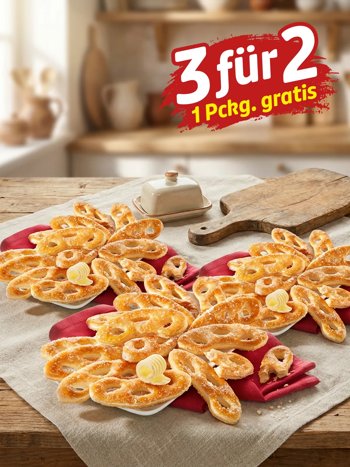 „3 für 2“ Butter-Blätterteig-Brezeln
