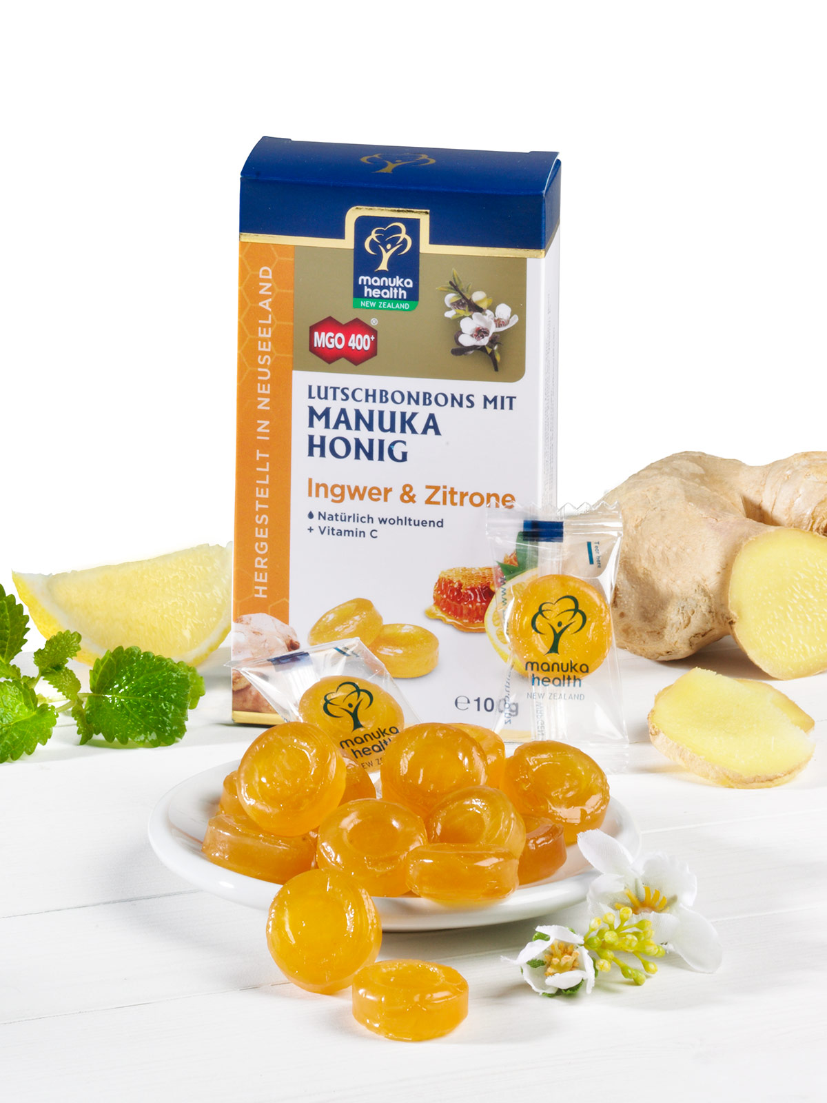 Manuka MGO™ 400+ Zitrone-Ingwer-Bonbons