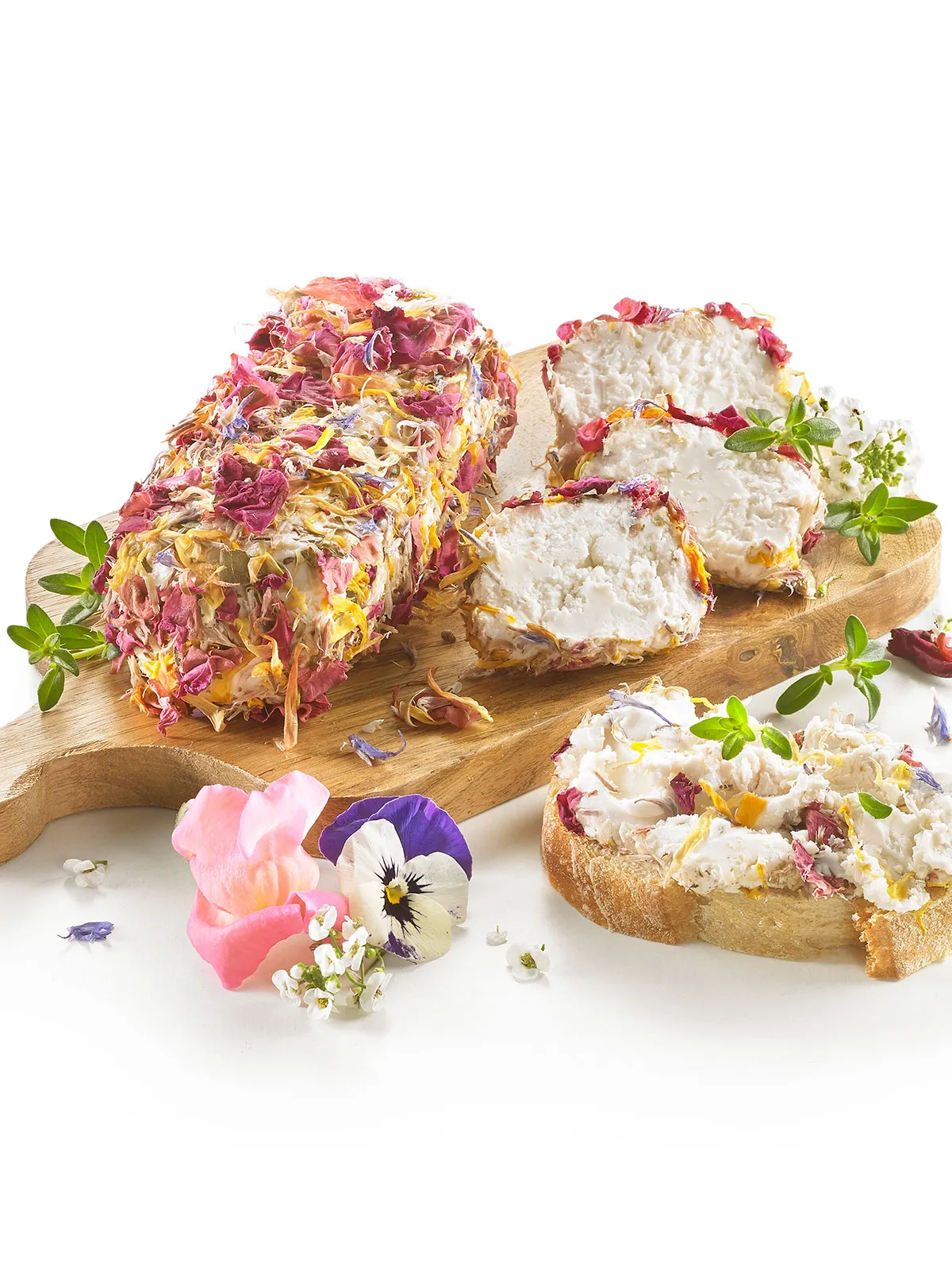 Ziegenkäserolle „Blüten“