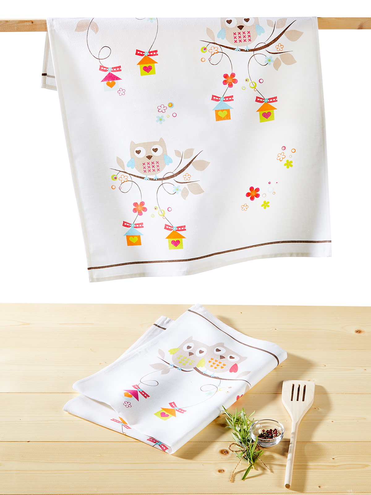 Geschirrtuch-Duo „Eulenhaus“
