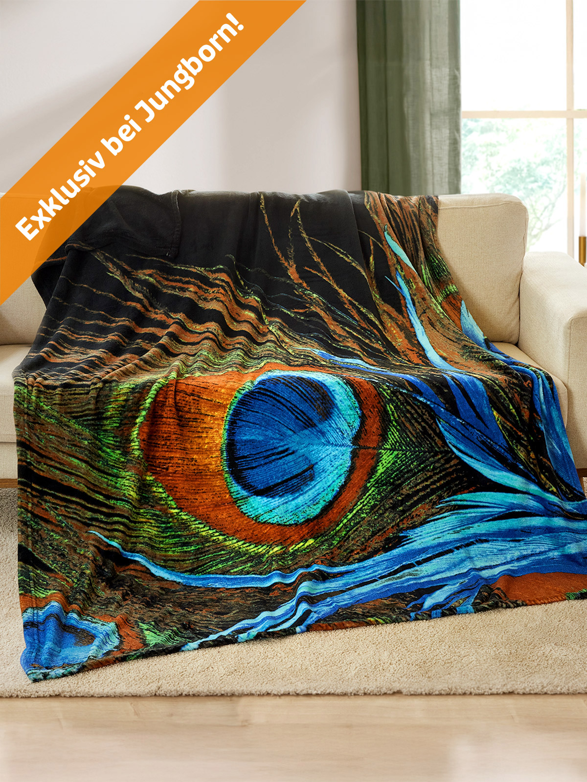 Wohndecke „Pfauenfeder“ Wohndecke „Pfauenfeder“