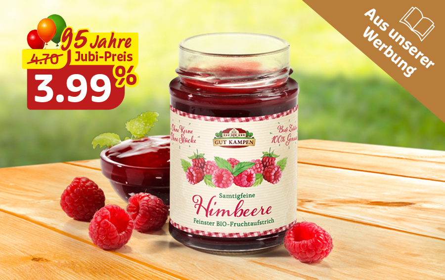 Bio-Himbeer-Fruchtaufstrich als Sorte des Monats zum Jubiläumspreis