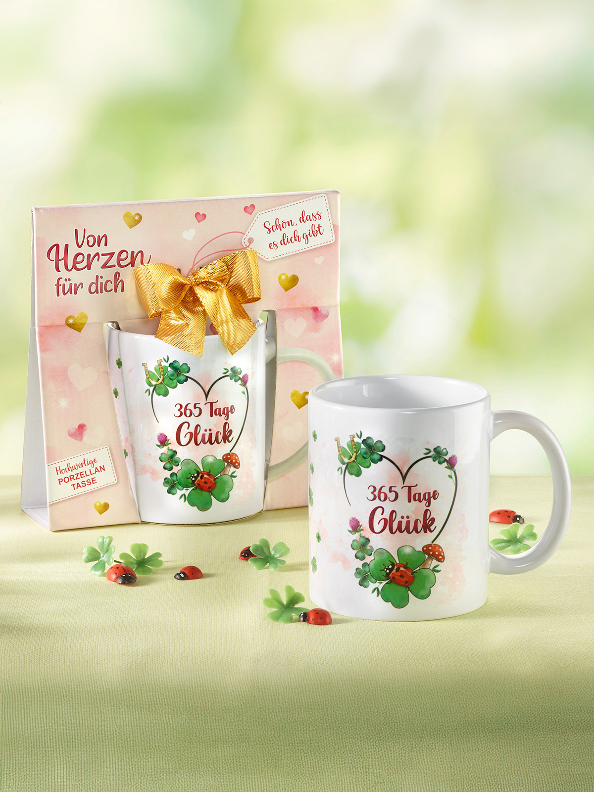Geschenktasse „365 Tage Glück“