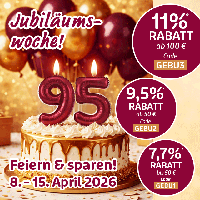 Jubiläumswoche mit Torte, Kerzen 95 und Rabattaktionen