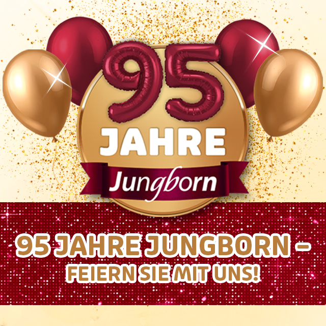 95 Jahre Jungborn Logo mit festlichen Luftballons