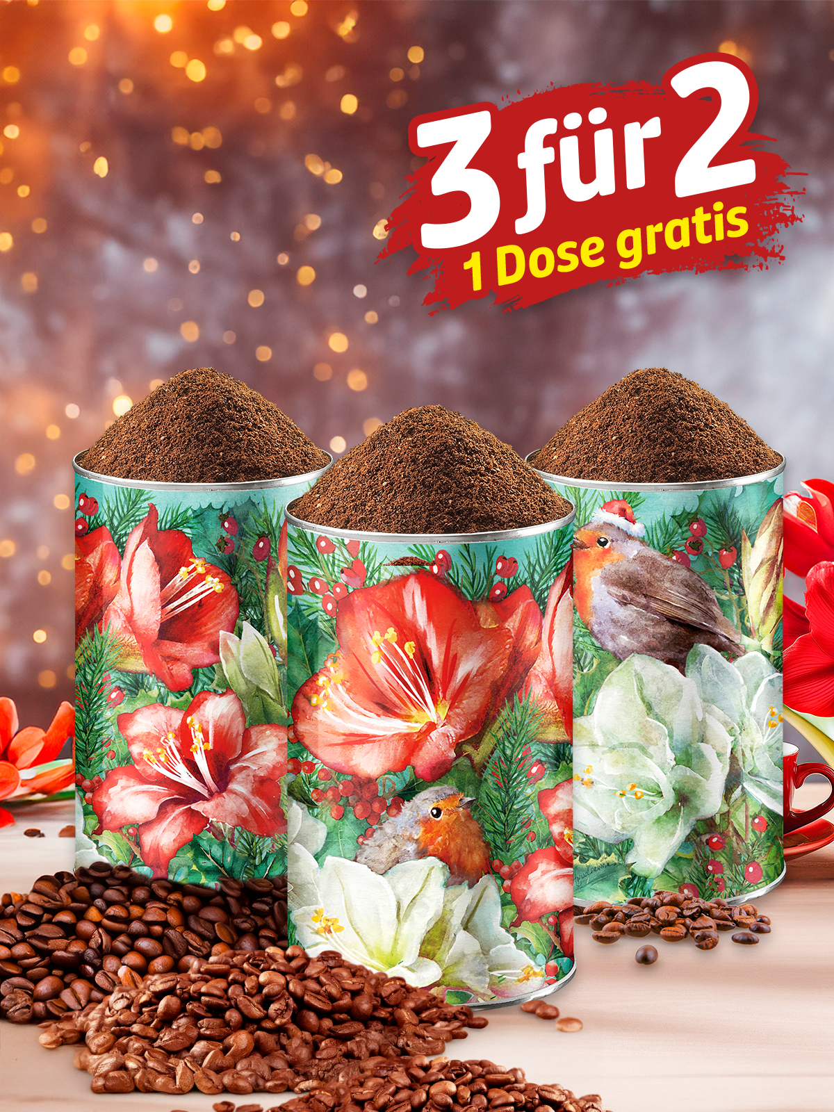 „3 für 2“ Kaffeedose „Amarylliszauber“
