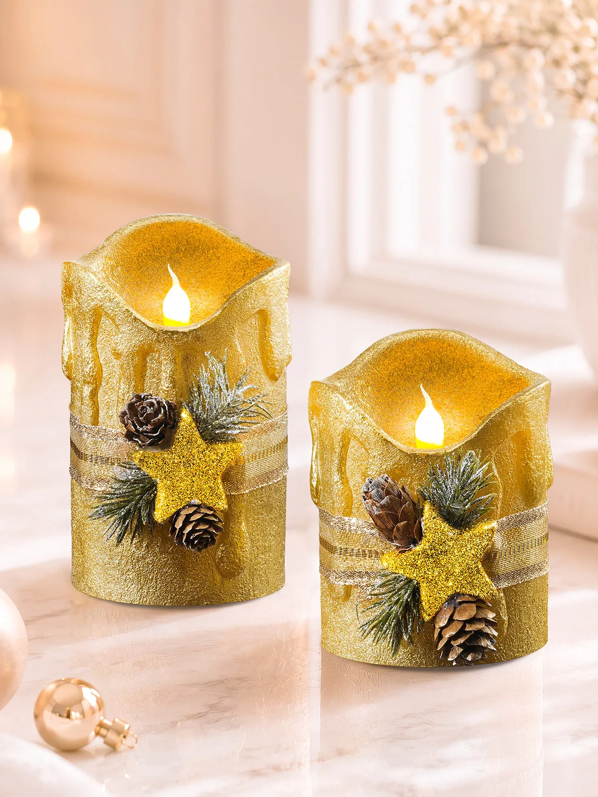 LED-Kerzenduo „Gold“