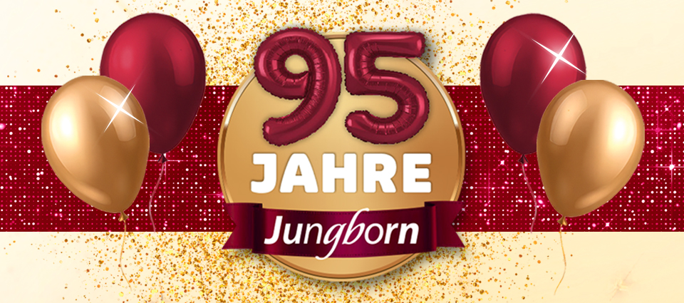 95 Jahre Jungborn Logo mit festlichen Luftballons