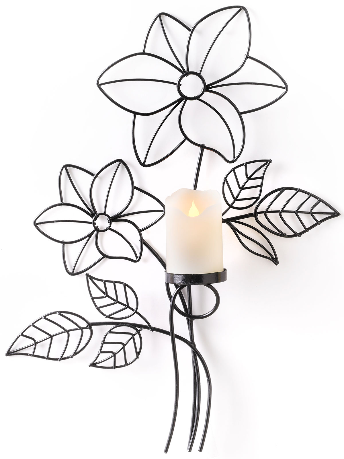 Wanddeko „Blume“ mit LED-Kerze