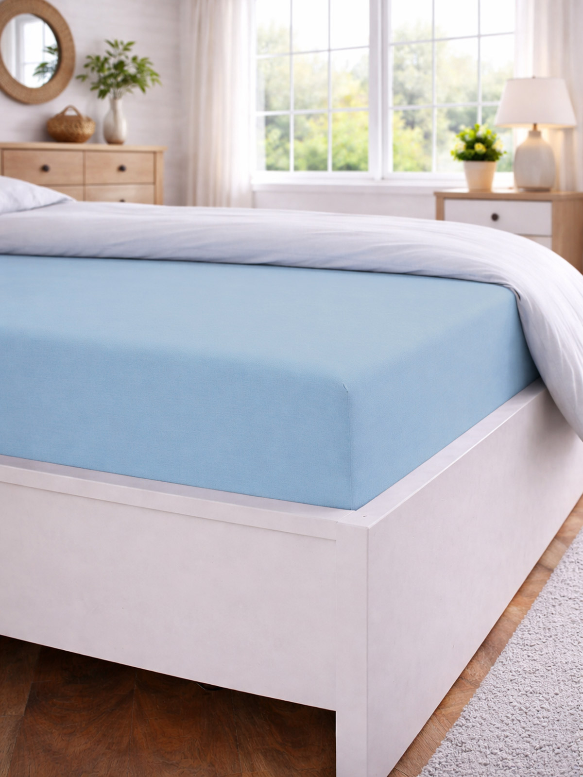 Spannbettlaken „Paula“, Hellblau