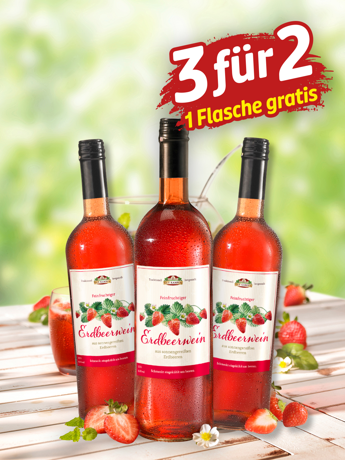 „3 für 2“ Erdbeerwein