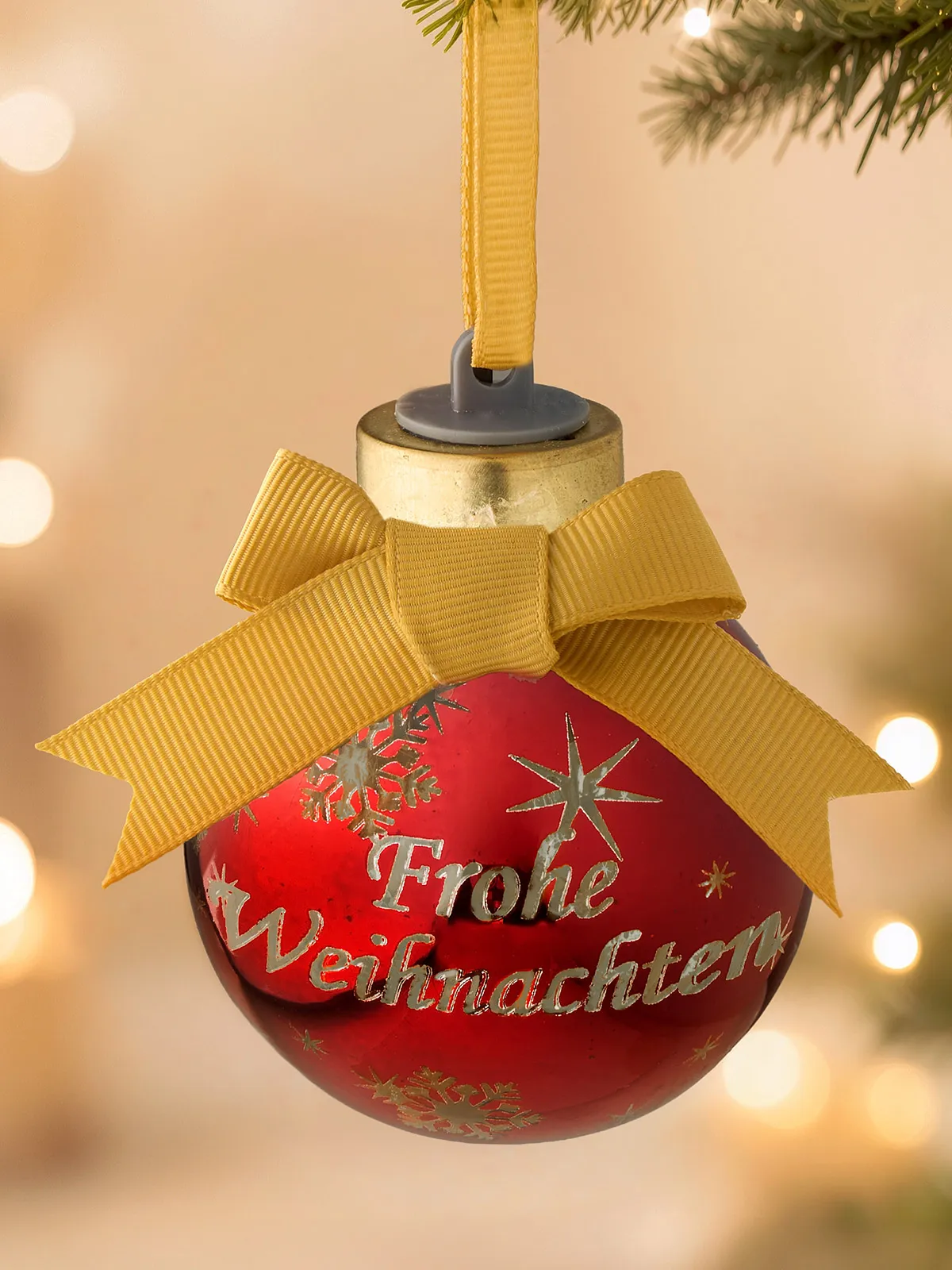 LED-Glaskugel „Frohe Weihnachten“