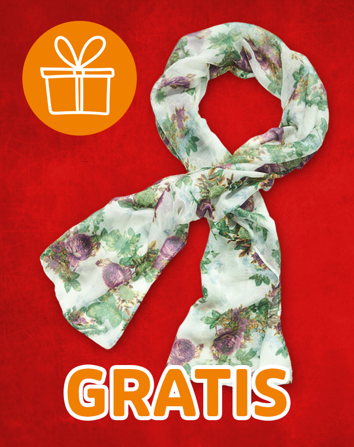 Weißer Schal mit Blumenmuster als Gratis-Geschenk