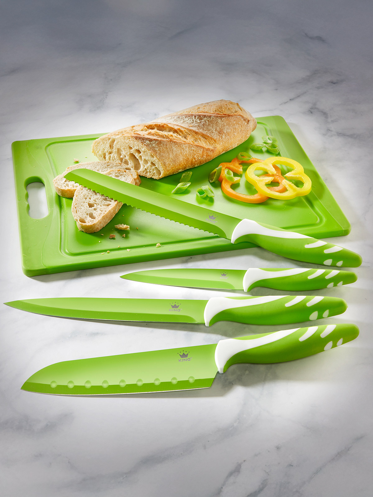 Brett- & Messer-Set „Frühling“, grün-weiß