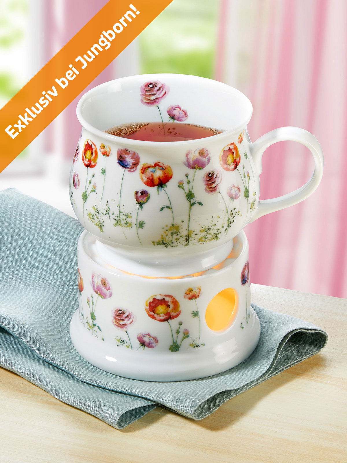 Stövchen & Becher „Ranunkel“