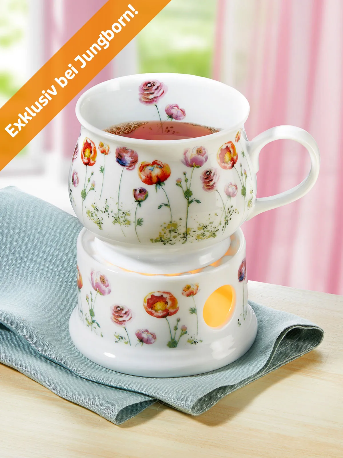 Stövchen & Becher „Ranunkel“