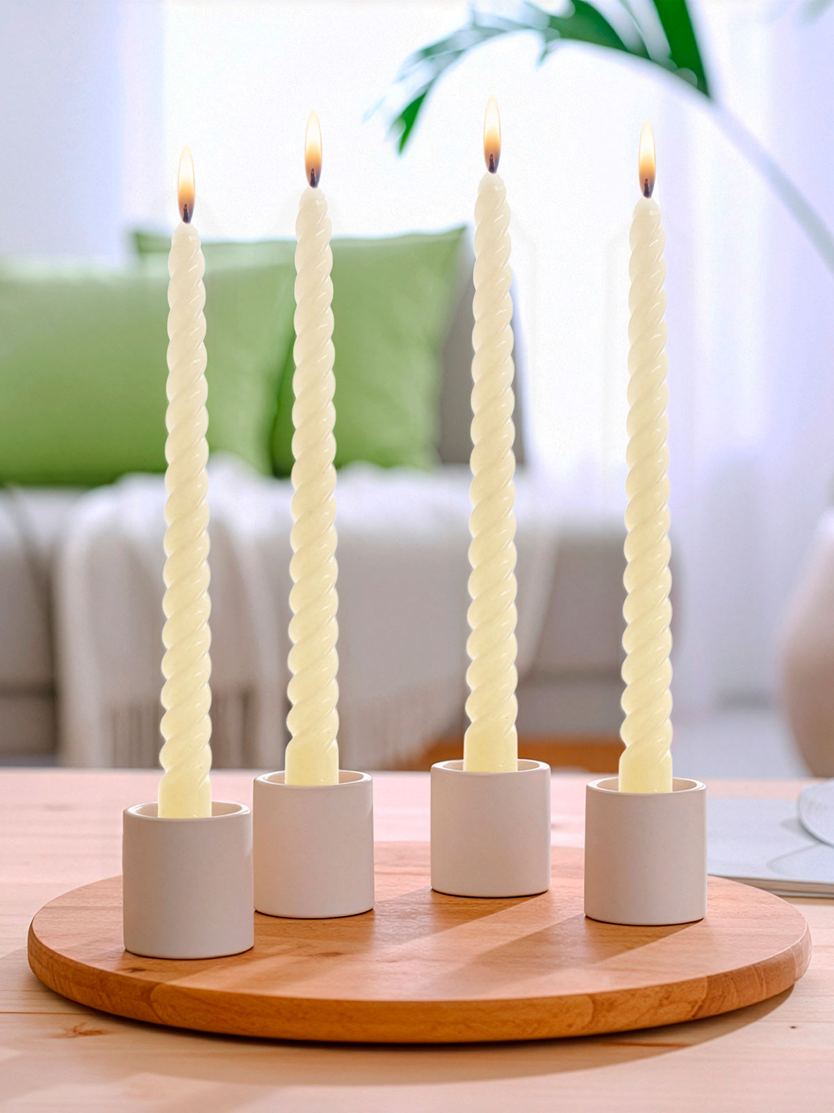 Spiralkerzen-Quartett „Creme“