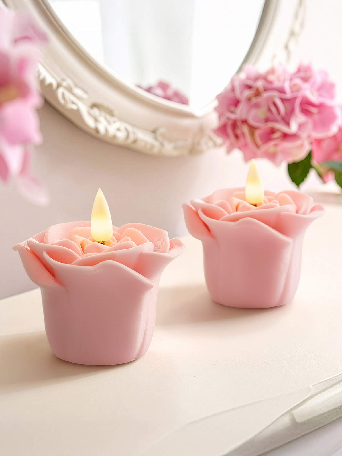 LED-Kerzen „Rose“, 2er Set