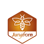 Markenlogo von Jungborn mit stilisierter Biene in Wabenform