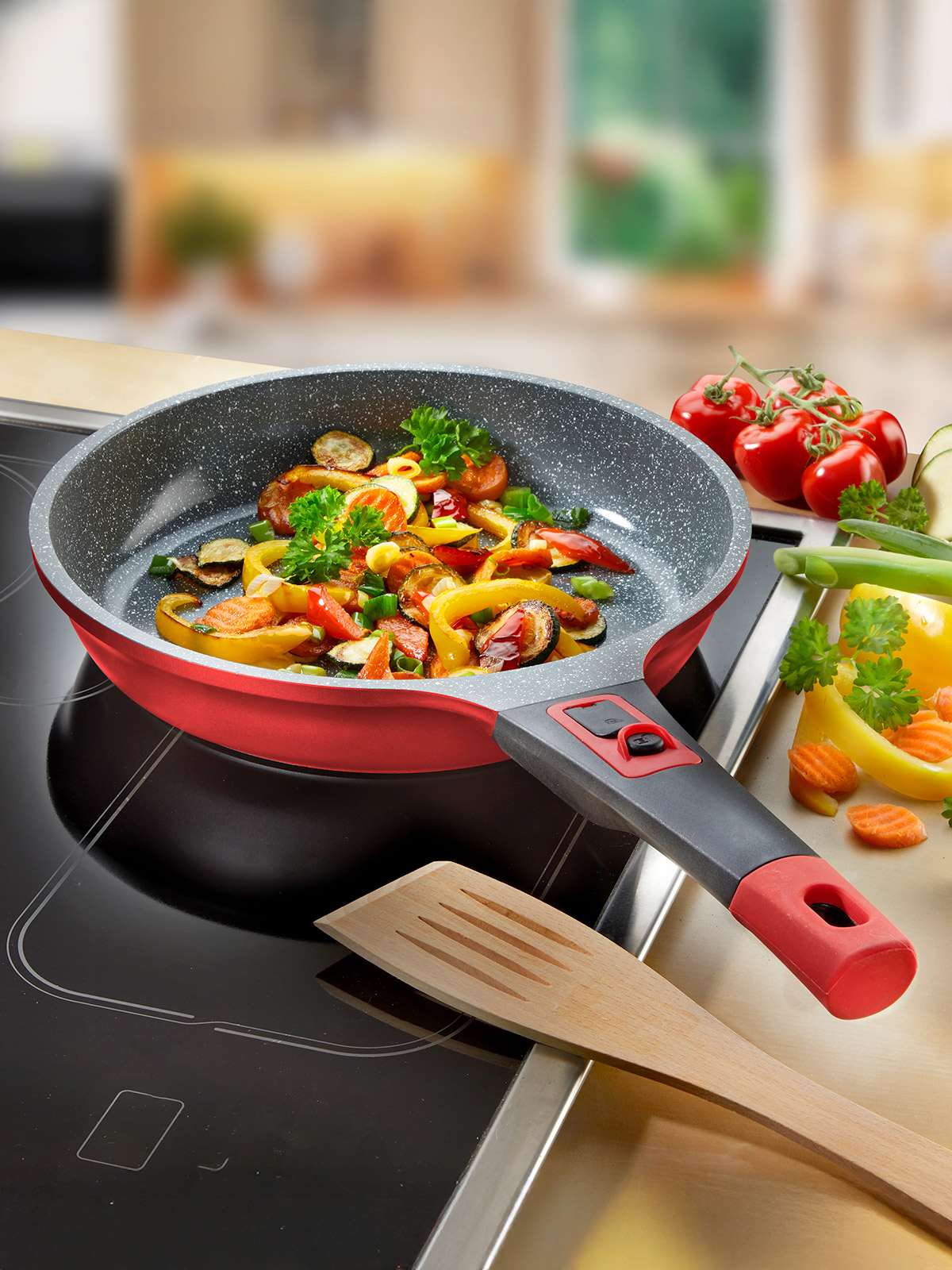 Große Pfanne „Klick-Griff“, rot