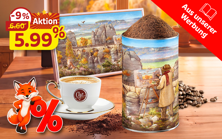 Ogo Kaffee in Künstlerdose mit Malermotiv zum Aktionspreis 5,99 Euro