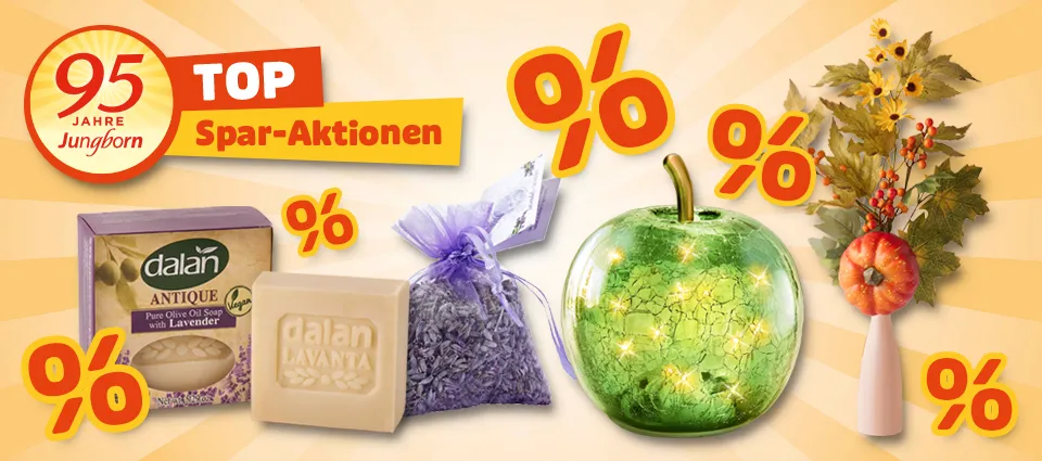 Jungborn Spar-Aktionen mit Lavendelseife und beleuchteter Herbstdeko