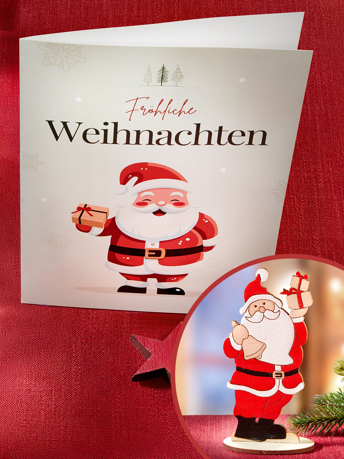 Karte mit Holzaufsteller „Santa“