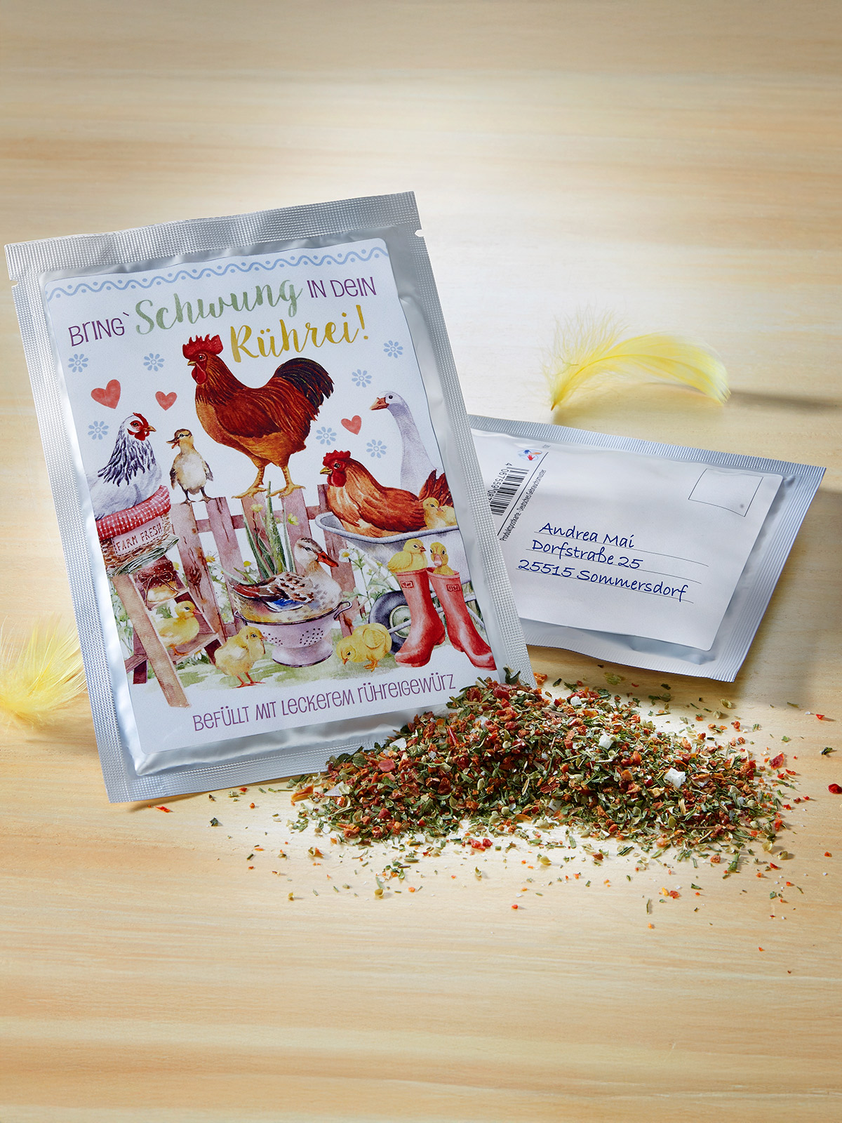 Gewürzpostkarte „Hühnerglück“