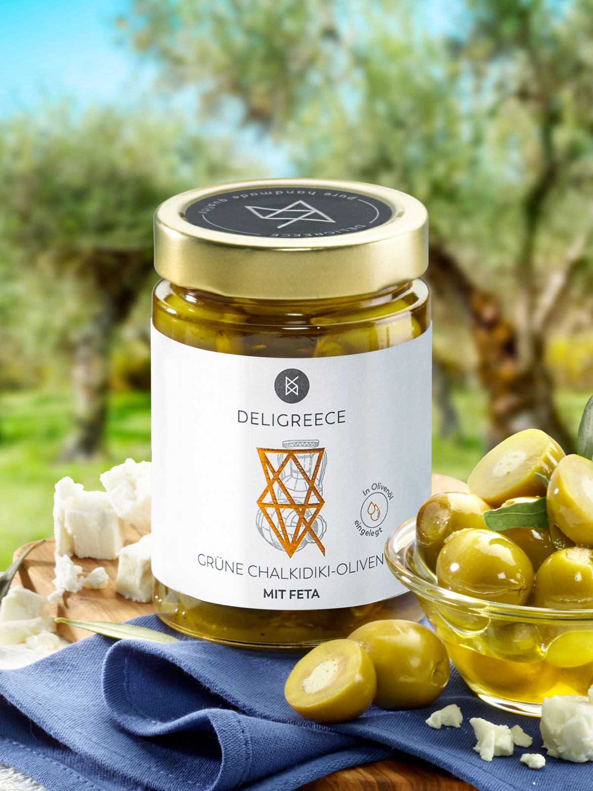 Chalkidiki Oliven mit Feta  Chalkidiki Oliven mit Feta