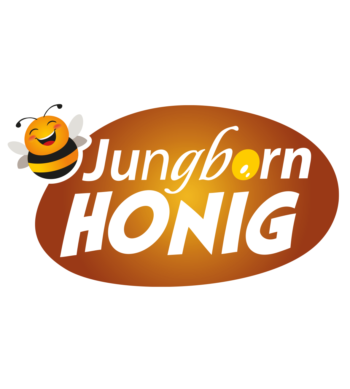 Jungborn-Logo mit stilisierter Biene auf sechseckigem Hintergrund