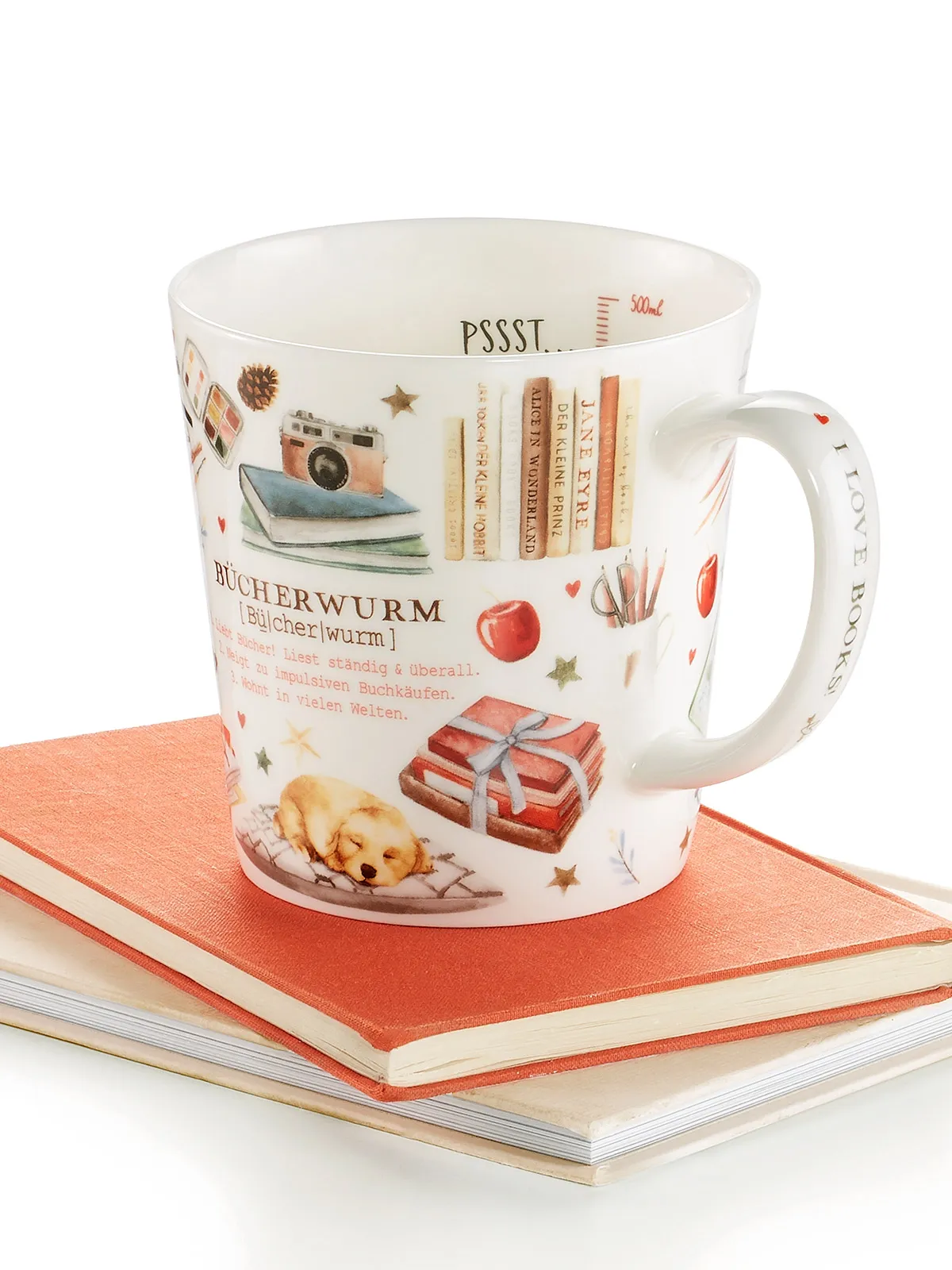 Becher „Bücherwurm“