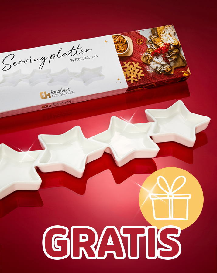 Gratis Servierplatte in Sternform aus Porzellan auf rotem Hintergrund