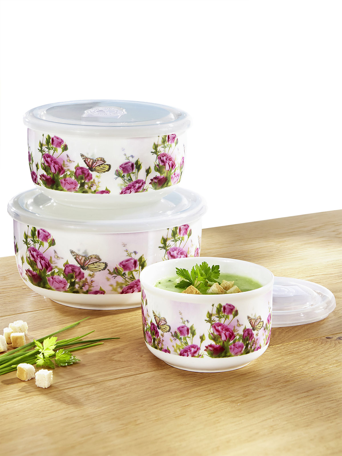 Porzellanschüsseltrio „Rose“