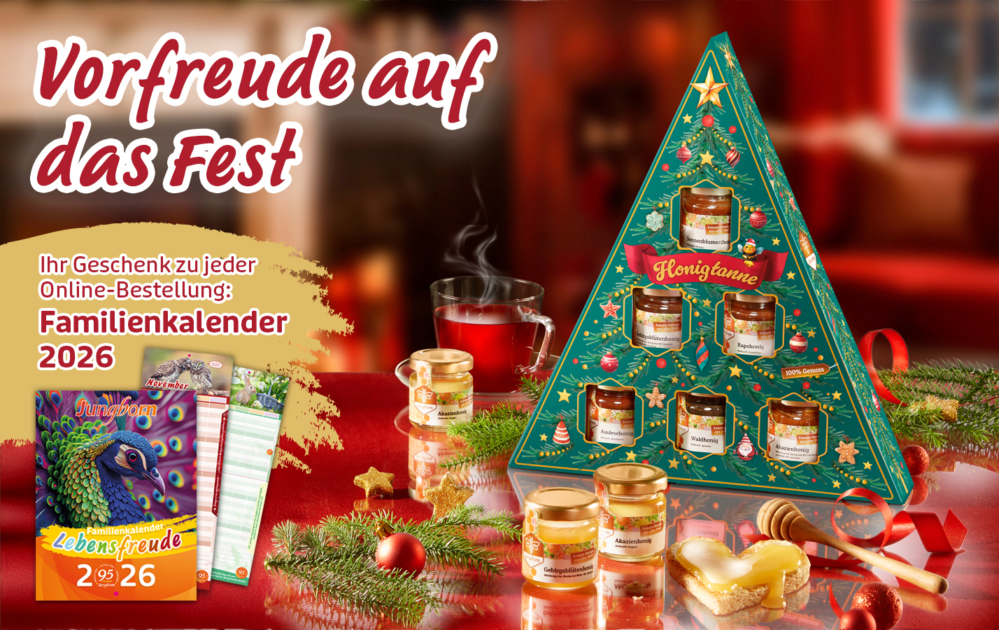 Weihnachtliche Honiggeschenke und Familienkalender 2026
