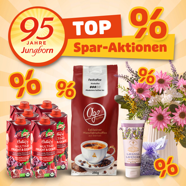 Top-Spar-Aktionen zum 95. Jubiläum mit Kaffee, Saft und Lavendelpflege