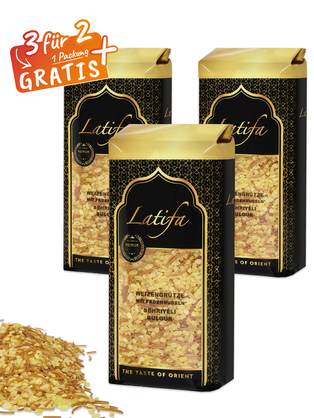 „3 für 2“ Weizengrütze (Bulgur) mit Fadennudeln „3 für 2“ Weizengrütze (Bulgur) mit Fadennudeln