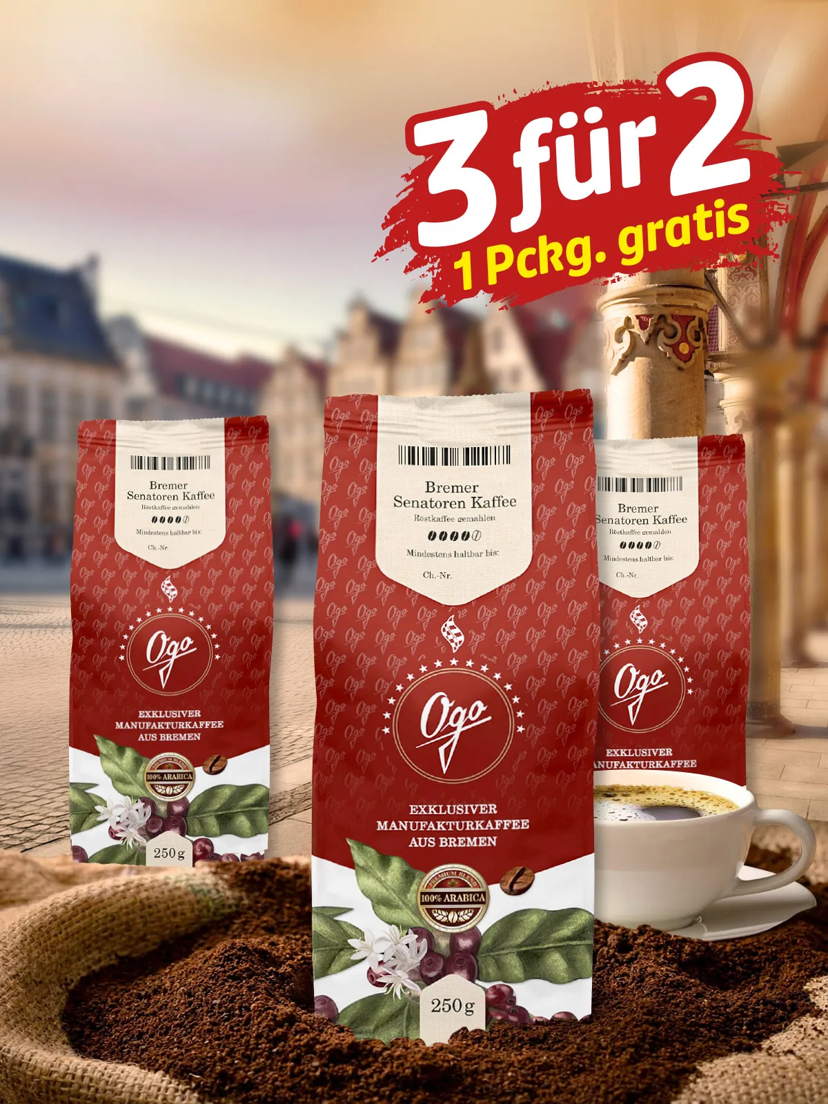 „3 für 2“ Bremer Senatoren Kaffee, gemahlen
