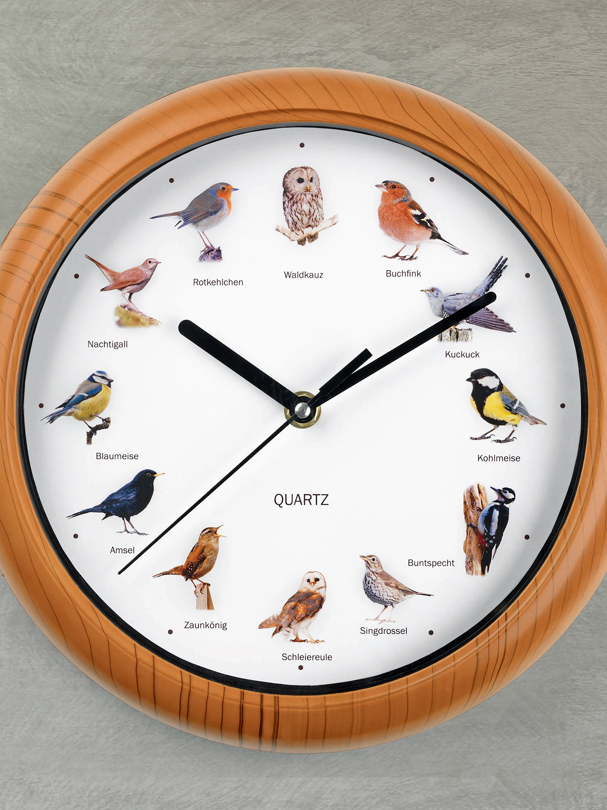 Wanduhr mit Vogelstimmen