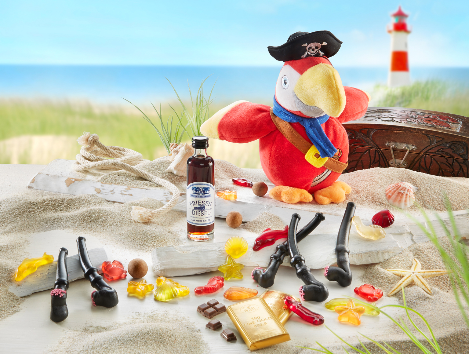 Maritime Spezialitäten mit Piraten-Papagei, Leuchtturm und Geschenkideen