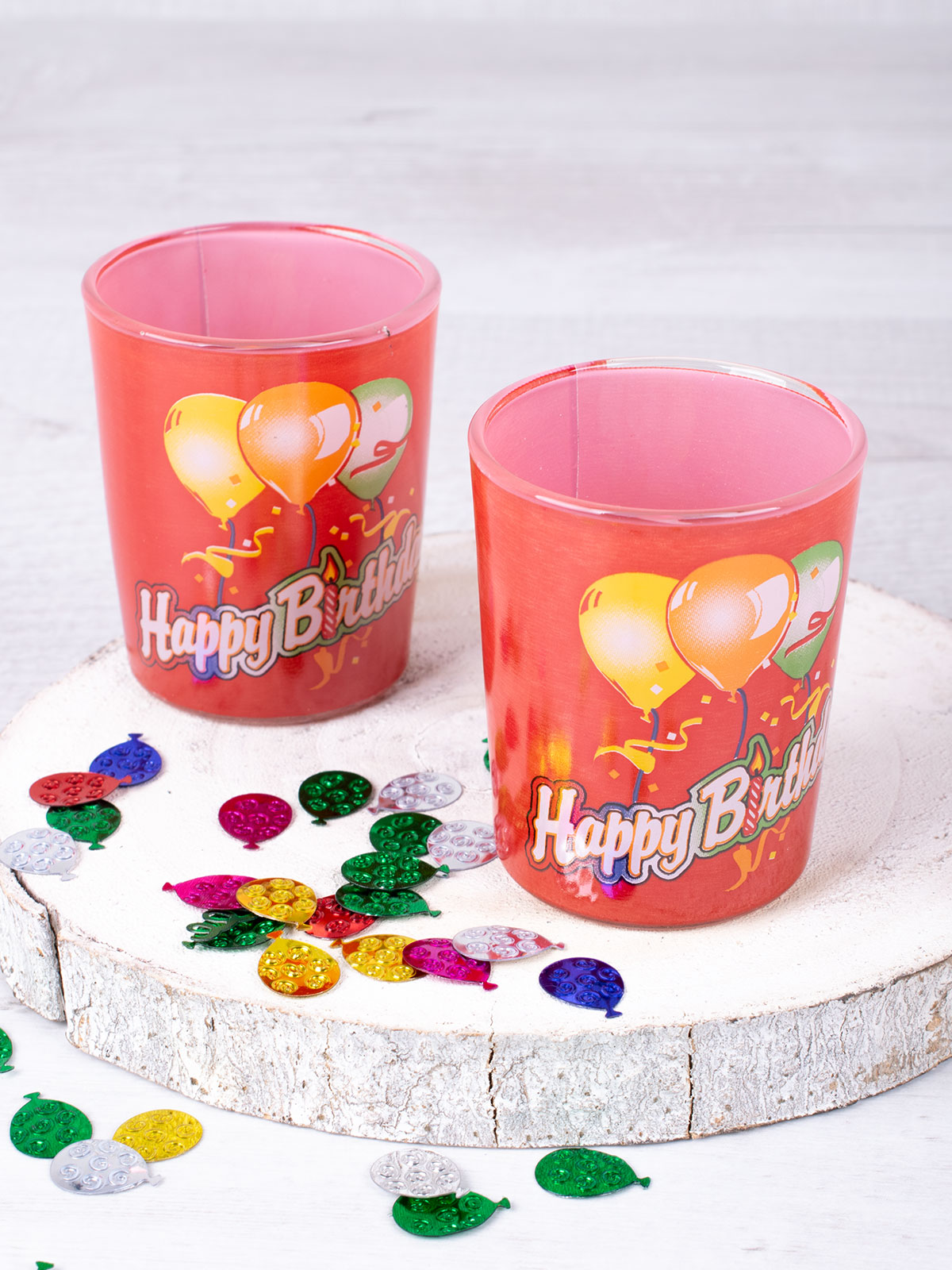 Teelichtgläser „Happy Birthday“, 2er-Set