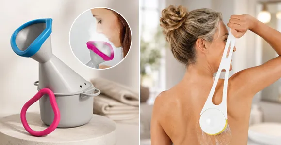 Gesundheitsprodukte von Belafit: Inhalator und Rückencreme-Applikator