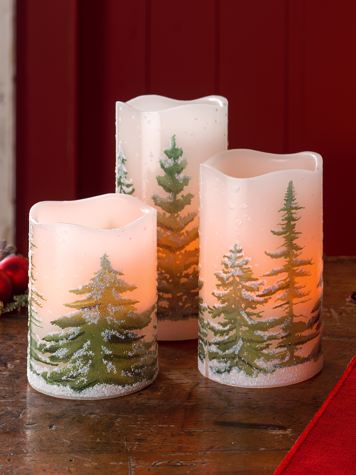 LED Kerzentrio „Winterwald“
