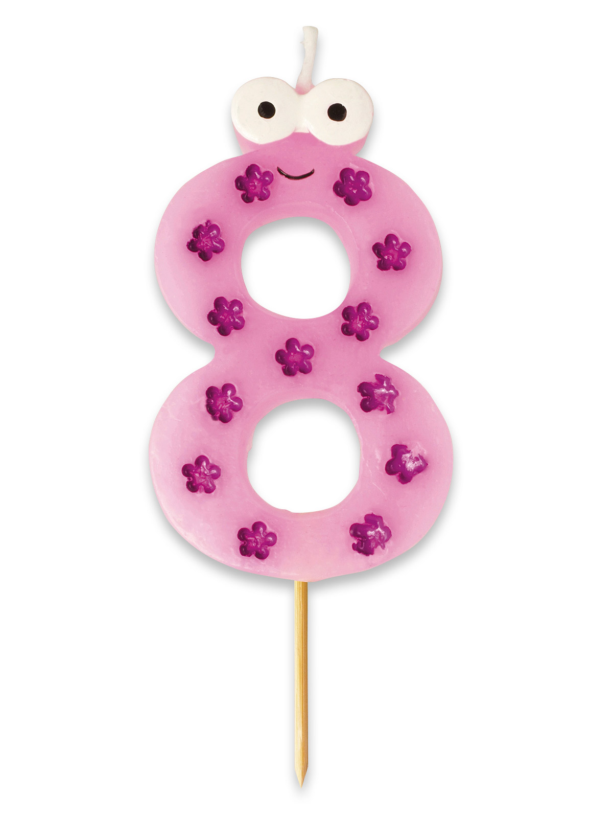 Zahlenkerzen mit lustigen Augen, Zahl „8“ Zahlenkerzen mit lustigen Augen, Zahl „8“